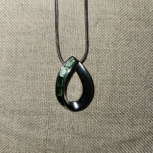 Lia Sophia Silver Necklace with Green Accent